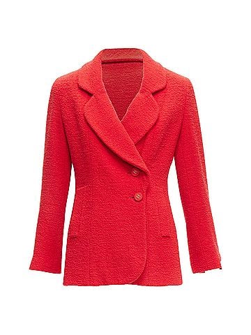 Chanel CHANEL 94A Vintage Runway red wool tweed gold CC button jacket FR36 S (view 1)