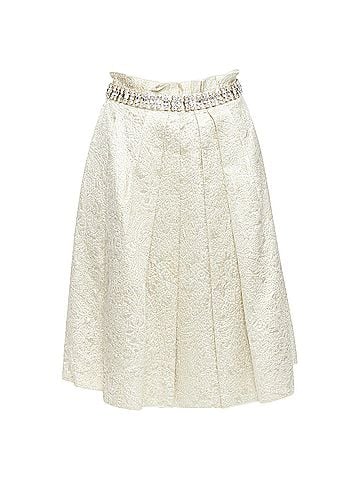 Dolce & Gabbana DOLCE GABBANA crystal rhinestone waistband beige brocade cocktail skirt IT40 S (view 1)