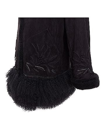 Ermanno Scervino ERMANNO SCERVINO black multi sheep shearling leather embroidered coat IT40 S (view 2)