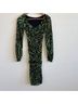 FUZZI 100% Polyester Animal Print Black Green Cocktail Dress Size XS - photo 12