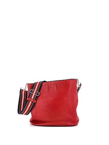 Prada Logo Bucket Messenger Bag Vitello Phenix Small (view 1)