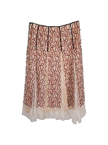Giambattista Valli Giambattista Valli Floral Embroidered Midi Skirt in Red Polyamide (view 1)