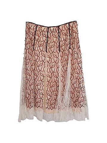 Giambattista Valli Giambattista Valli Floral Embroidered Midi Skirt in Red Polyamide (view 2)
