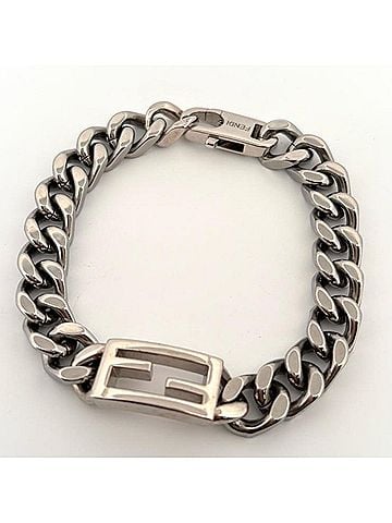 Fendi FENDI FF Baguette Bracelet with Silver Chain, Made in Italy (view 1)
