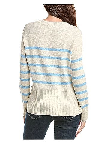 CeCe tan and blue striped Pullover Sweater (view 2)