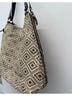 Stella & Dot 100% Raffia Black Ivory Leather Shoulder Bag Size 18 x 13.5 - photo 8
