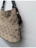 Stella & Dot 100% Raffia Black Ivory Leather Shoulder Bag Size 18 x 13.5 - photo 3