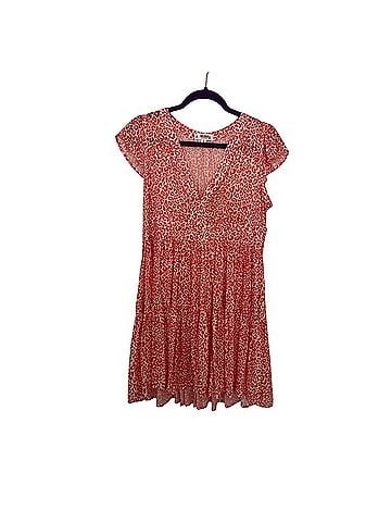 Lemlem Coral Leopard Print Metallic Stripe Tiered Dress Casual Dress (view 1)