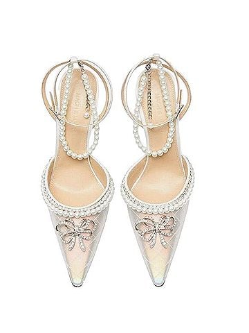 Mach & Mach Bow of Elizabeth Iridescent Faux Pearl Sandals Heels (view 1)