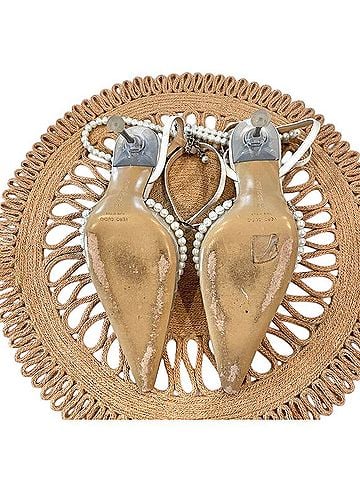 Mach & Mach Bow of Elizabeth Iridescent Faux Pearl Sandals Heels (view 2)