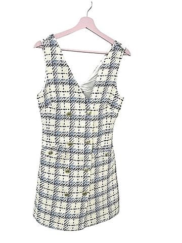 Karen Millen Check Button Sleeveless Mini Dress Casual Dress (view 1)
