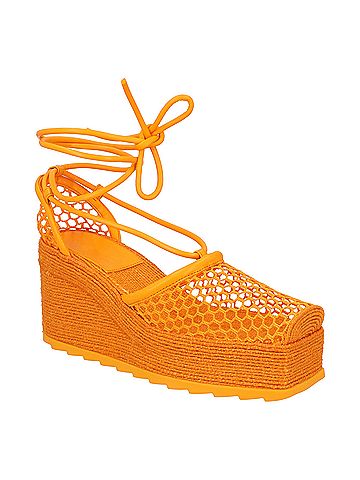 Bottega Veneta Bottega Veneta Orange Stretch 90 Wedge Espadrilles (view 1)