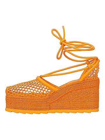Bottega Veneta Bottega Veneta Orange Stretch 90 Wedge Espadrilles (view 2)
