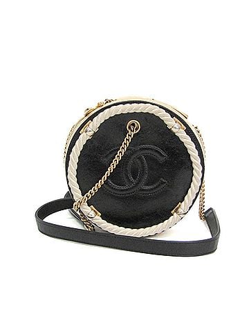 Chanel Chanel Coco Mark Round Chain Shoulder Bag Women's Leather Handbag,Shoulder Bag Black,Light Beige (view 1)