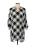 Kaari Blue Checkered-gingham Black White Long Sleeve Button-Down Shirt Size L - photo 1