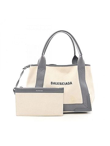 Balenciaga Balenciaga Navy Cabas S Tote Bag Handbag Canvas Leather Women's White/Gray 339933 (view 1)