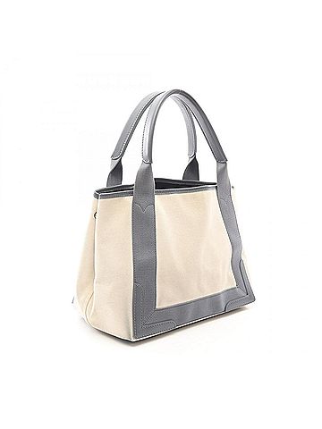 Balenciaga Balenciaga Navy Cabas S Tote Bag Handbag Canvas Leather Women's White/Gray 339933 (view 2)