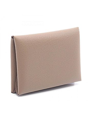Hermès Hermes Calvi Duo Wallet/Coin Case, Leather, Veau Epsom, Women's, Gray (view 2)