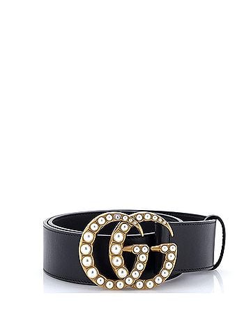 Gucci Pearly GG Marmont Belt Leather Wide (view 1)
