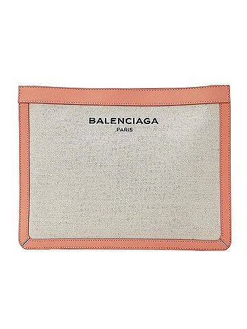 Balenciaga Balenciaga BALENCIAGA handbag for women, brand name clutch bag, second canvas, white, pink, 410119, logo (view 1)