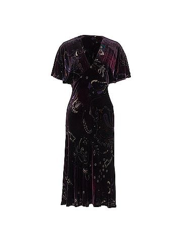 Ralph Lauren RALPH LAUREN Black Label Vintage dark purple velvet paisley floral dress US8 L (view 1)