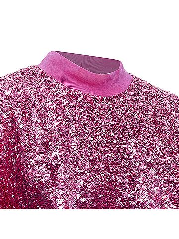 THE ATTICO THE ATTICO hot pink sequin dolman sleeves crew neck mini dress IT38 XS (view 2)
