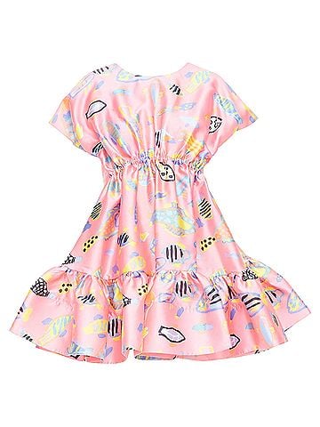 Romance Was Born ROMANCE WAS BORN Ken Done pink multicolor illustration print babydoll dress S (view 1)