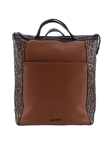 Cole Haan Cole Haan Grand Ambition 3-Way Tote Bag, Leopard Print, Calfskin, Brown/Black, 3-Way, A4 Size, Zipper, Unisex (view 1)