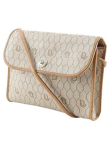 Christian Dior Christian Dior Honeycomb Pattern Shoulder Bag, Vintage PVC, Beige, Magnetic Closure, Women's. (view 2)
