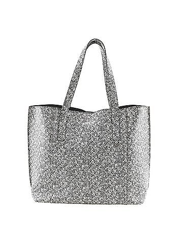 Tod's TOD'S Paper Bag Tote Bag, PVC x Leather, Black/White, A4 Size, Open, Unisex (view 1)
