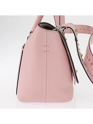 Valentino Garavani Demilune Flap Satchel Leather Pink Leather Handbag (view 2)