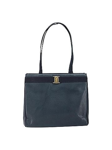 Salvatore Ferragamo Vala Tote Leather Blue Leather Tote Bag Bag (view 1)