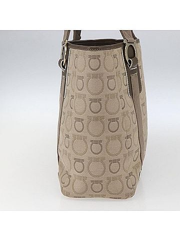 Salvatore Ferragamo Gancini Tote Gancini Canvas Beige Canvas Tote Bag Bag (view 2)