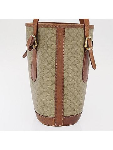 Céline Vintage Macadam Tote Bag Canvas And Leather Beige Canvas Tote Bag Bag (view 2)