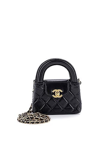 Chanel Kelly Top Handle Shopping Bag Quilted Shiny Aged Calfskin Nano (view 1)