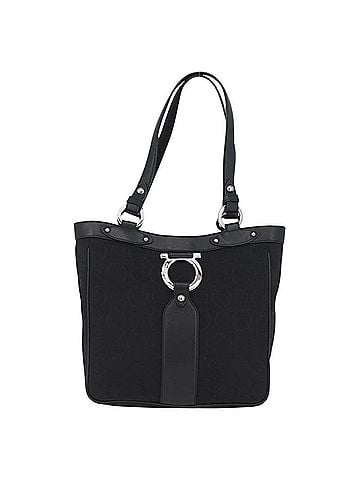 Salvatore Ferragamo Vintage Tote Bag Canvas Black Canvas Tote Bag Bag (view 1)