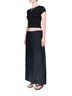 6397 Solid Black Deconstructed Midi Skirt Size L - photo 3