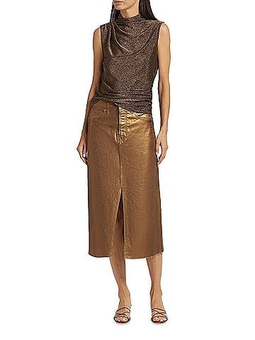 Veronica Beard Victoria Metal Long Midi Skirt (view 2)
