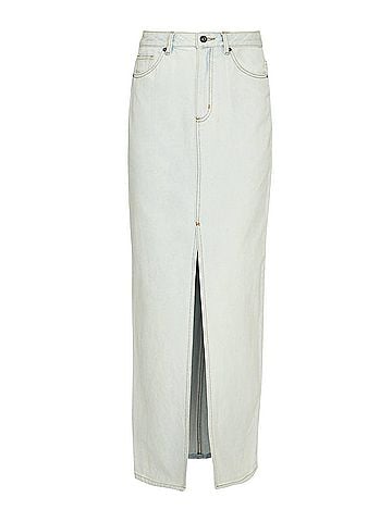Self-Portrait Bleach Wash Denim Maxi Skirt (view 1)