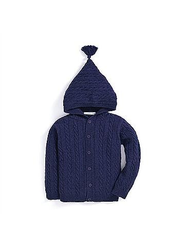 JoJo Maman Bebe Boy's Hooded Cable Knit Cardigan (view 1)