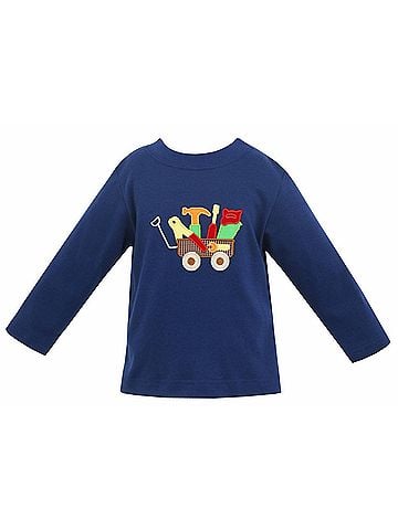 Claire & Charlie Boy's Tool Applique Long Sleeve Tee Shirt (view 1)