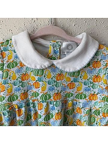 The Proper Peony Girl's Pumpkin Mix Long Sleeve Tunic Top (view 2)