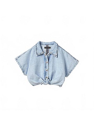 Silver Jeans Co. Girl's Short Sleeve Front Knot Denim Top (view 1)