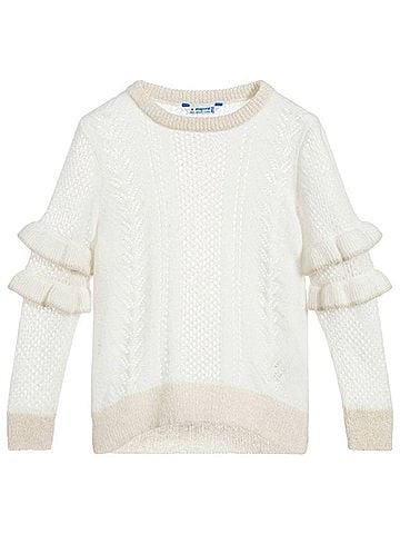 Mayoral Girl's Ruffle Sleeve Shimmer Sweater (view 1)