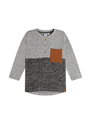 Deux Par Deux Boys' Quilt Pocket Brushed Jersey Top (view 1)