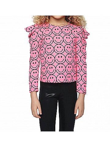 Mia Girls' Smiley Puff Long Sleeve Top (view 2)