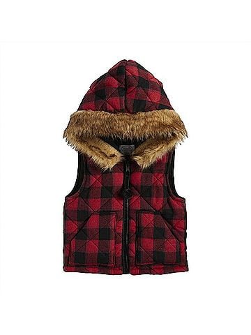 Mud Pie Baby Buffalo Plaid Hooded Vest (view 1)