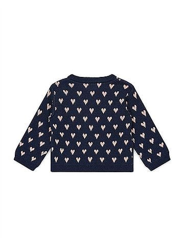Bonton Kid's Hearts Double Jacquard Knit Cardigan (view 2)