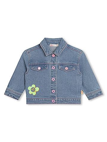 Billie Blush Baby Girls Logo Graphic Denim Jacket (view 1)