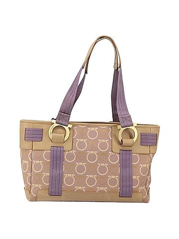 Salvatore Ferragamo Gancini Tote Canvas Purple Canvas Tote Bag Bag (view 1)